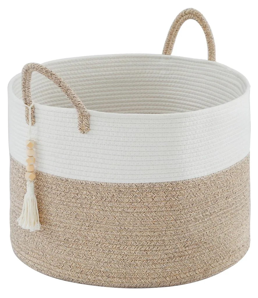 Panier à Linge 65L Anti-Désordre - Rangement Tressé Marron 50x33 cm