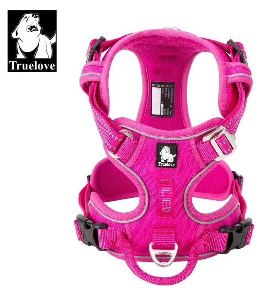 Harnais chien anti-traction ajustable fuchsia sécurisé taille XS