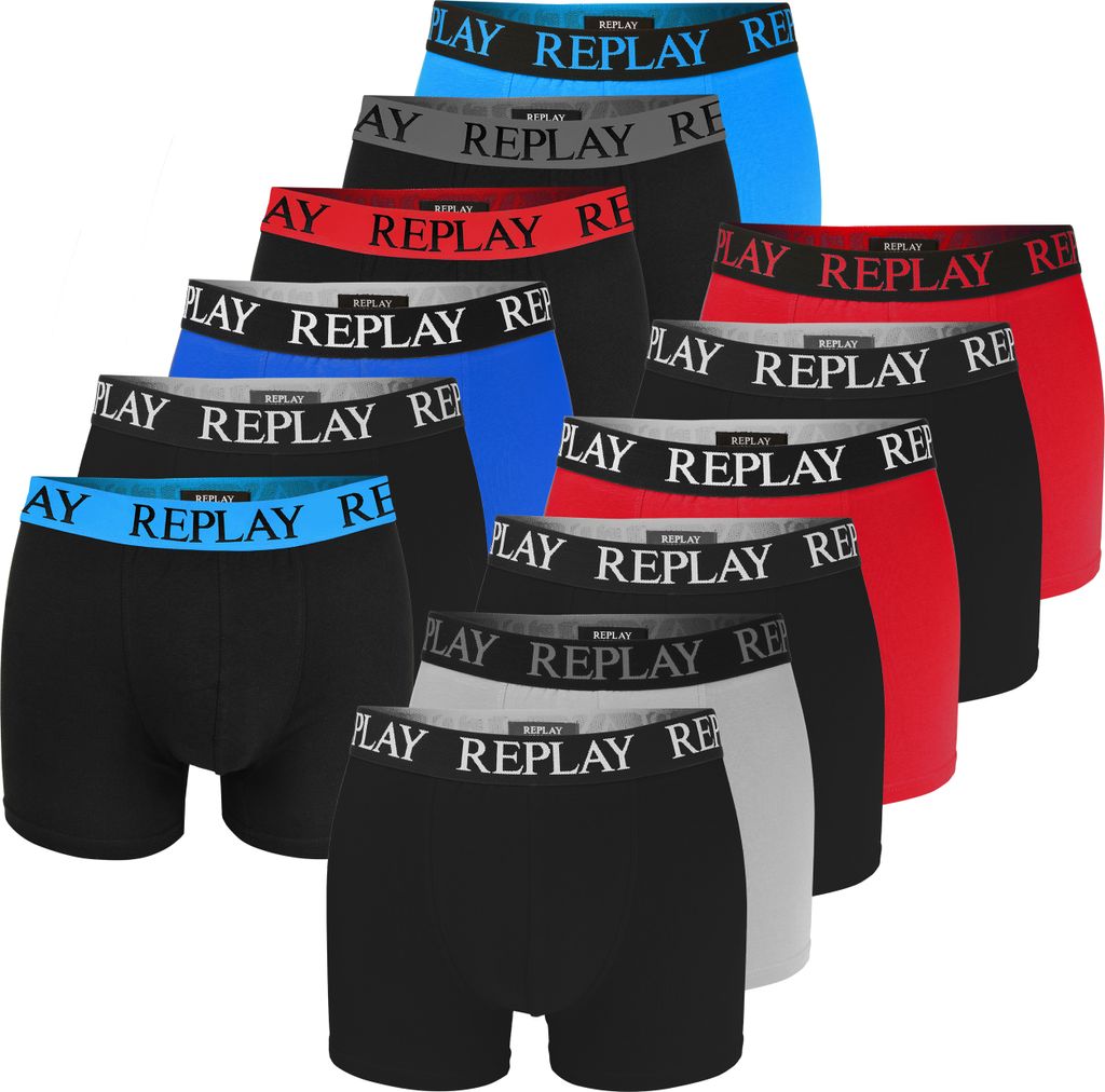 Replay 12er Pack Boxershorts Für Herren - Unterhosen Set Männer Aus Baumwolle