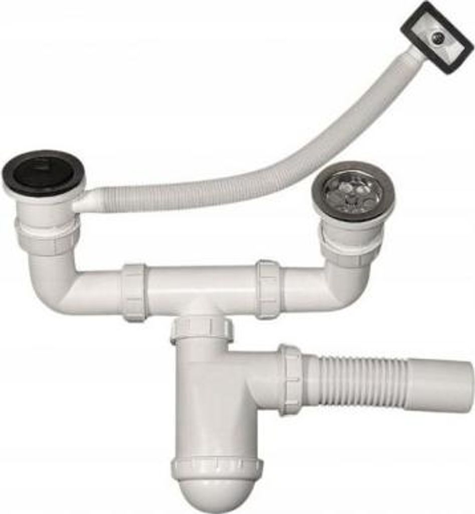 2-Becken-Siphon - Mit Flexiblem Überlauf - Hj/S2011 Obrázok produktu 