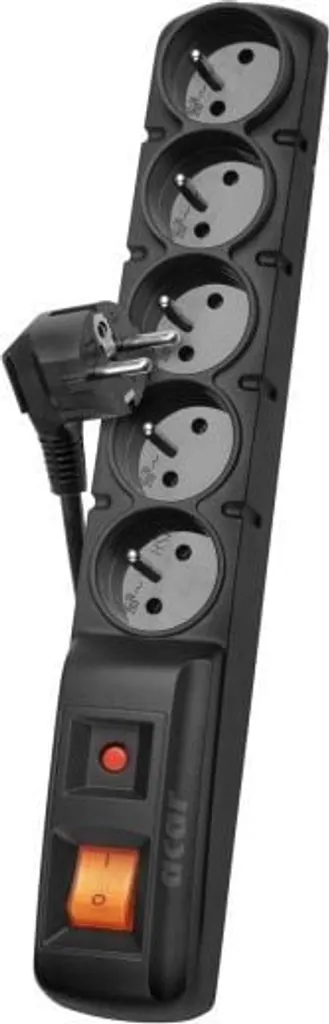 Multiprise 5 Prises 3m Acar F5 Noir W0100 Haute Performance Fil 3G1.5