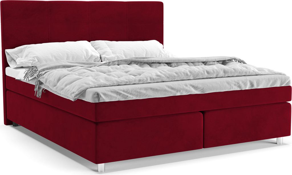 Panda Möbel - Clark Boxspringbett kontinentales Doppelbett mit hochwertiger Matratze und Topper - komfortabel, modern, stilvoll - 180x200 cm, kast...