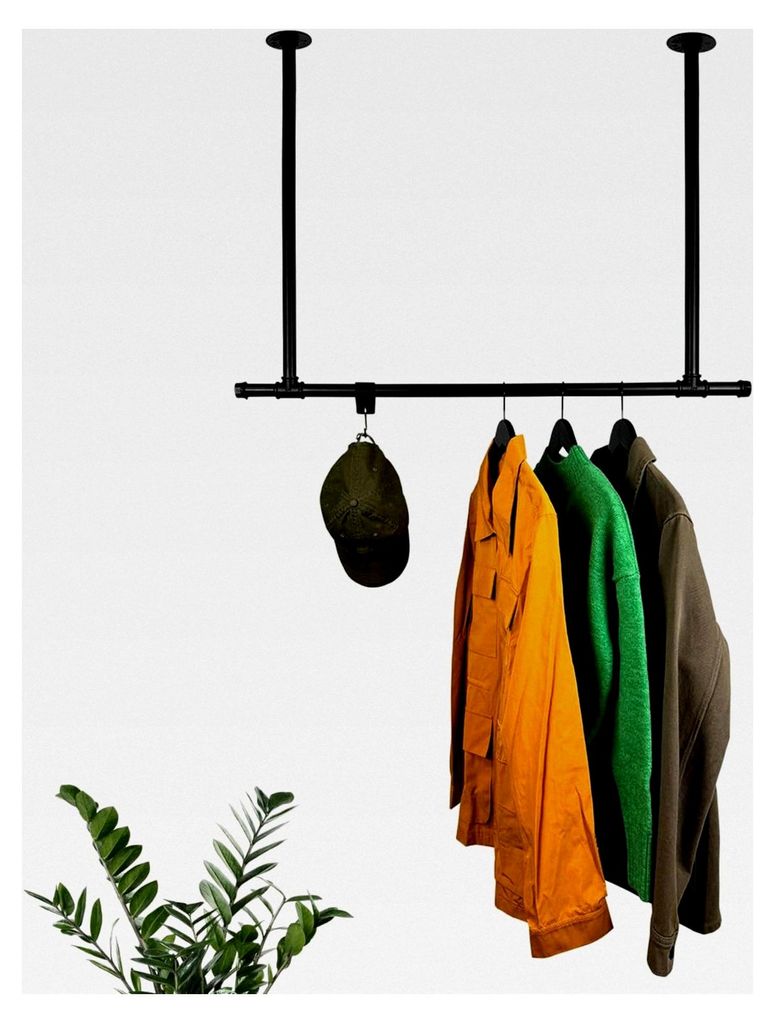 Kleiderstange Garderobe im Industrial Design für die Decke | Breite 80 cm x Höhe 30 cm | Deckenmontage | Ankleidezimmer | Schlafzimmer | Flur | b...