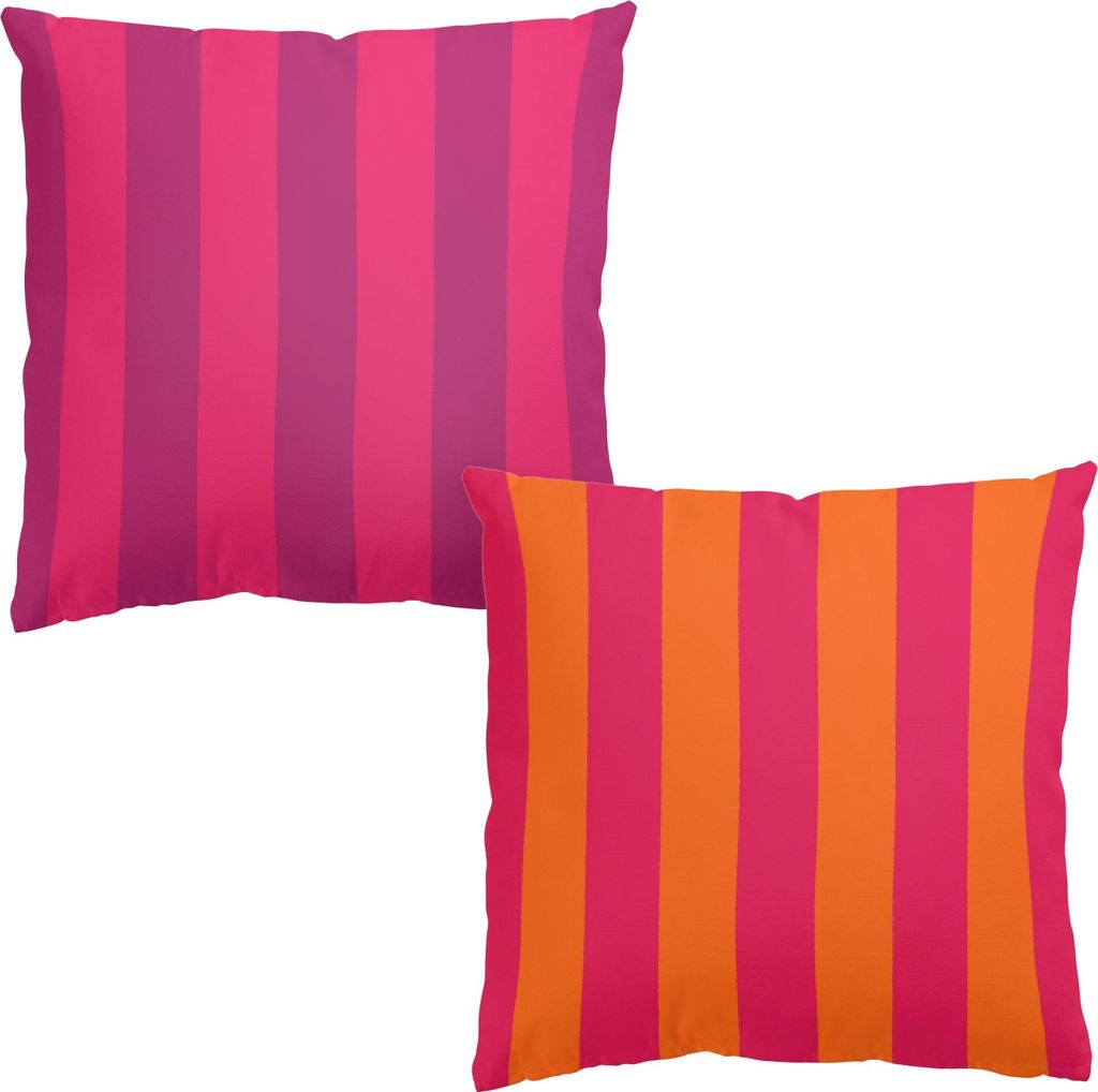 Dekokissen 2-teilig Kulinarisch drinnen / Indoor Zierkissen Canvas waschbar Obst pink Pop Art Sofakissen mit Füllung