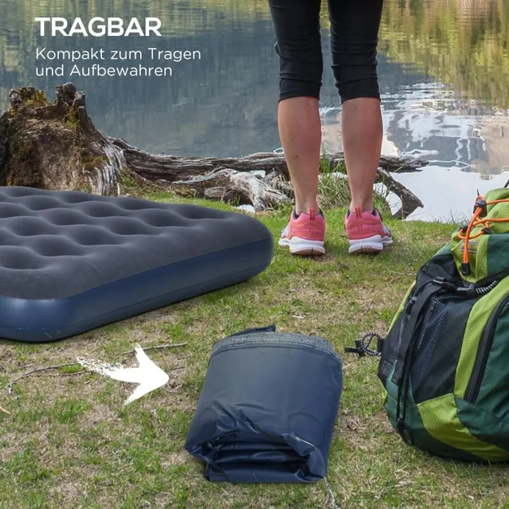 Lit d'appoint gonflable pour invités matelas camping double 152x203cm