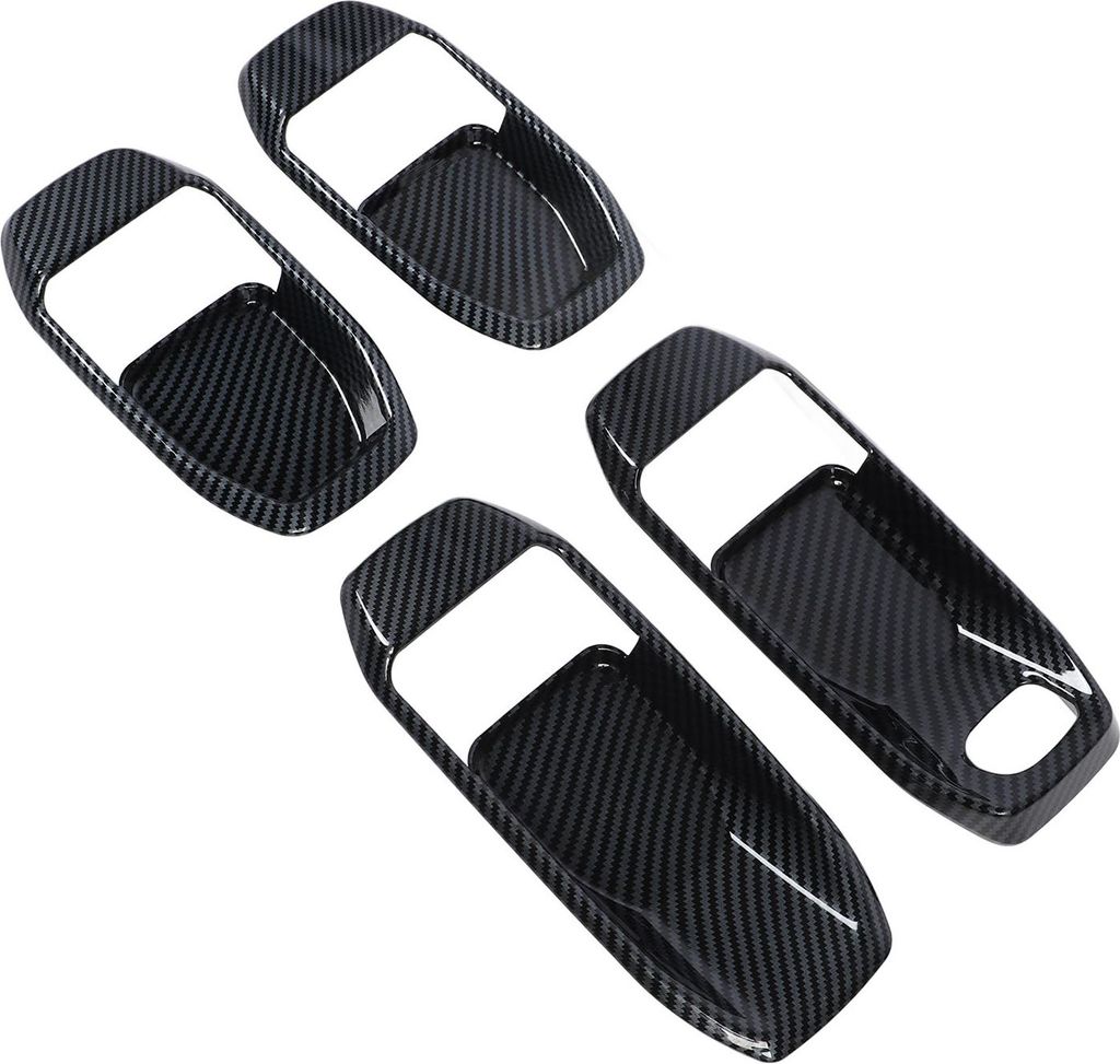 4-teiliges Innentürgriffschalen-Abdeckungs-Set, Innenverkleidungsschutz-Aufkleber, Ersatz für JL JLU 2018–2025, schwarzes Kohlefasermuster