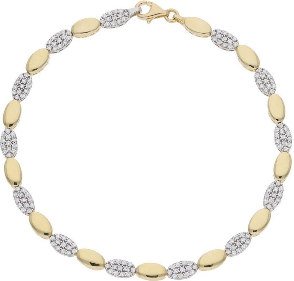 JuwelmaLux Armband 585 Weiß- & Gelbgold synth Zirkonia JL25-03-0186 19.5 cm