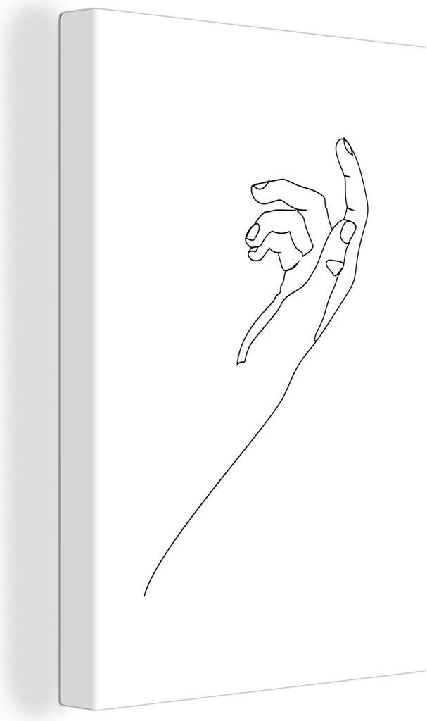 OneMillionCanvasses - Leinwandbilder - 90x140 cm, Linienkunst - Minimalismus - Hand, Wandbilder Kunstdruck Wanddekoration - Foto auf Leinwand - G...