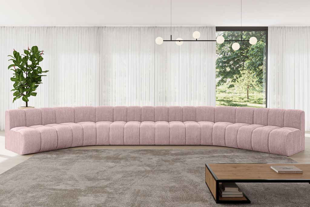 ALTDECOR Modulares Sofa Ecksofa in U-Form - Montra-U2 - 581x174x70 cm Rosa - Corner modular Sofa Eckcouch Couch Wohnlandschaft Cauchsofa Bodensofa ...