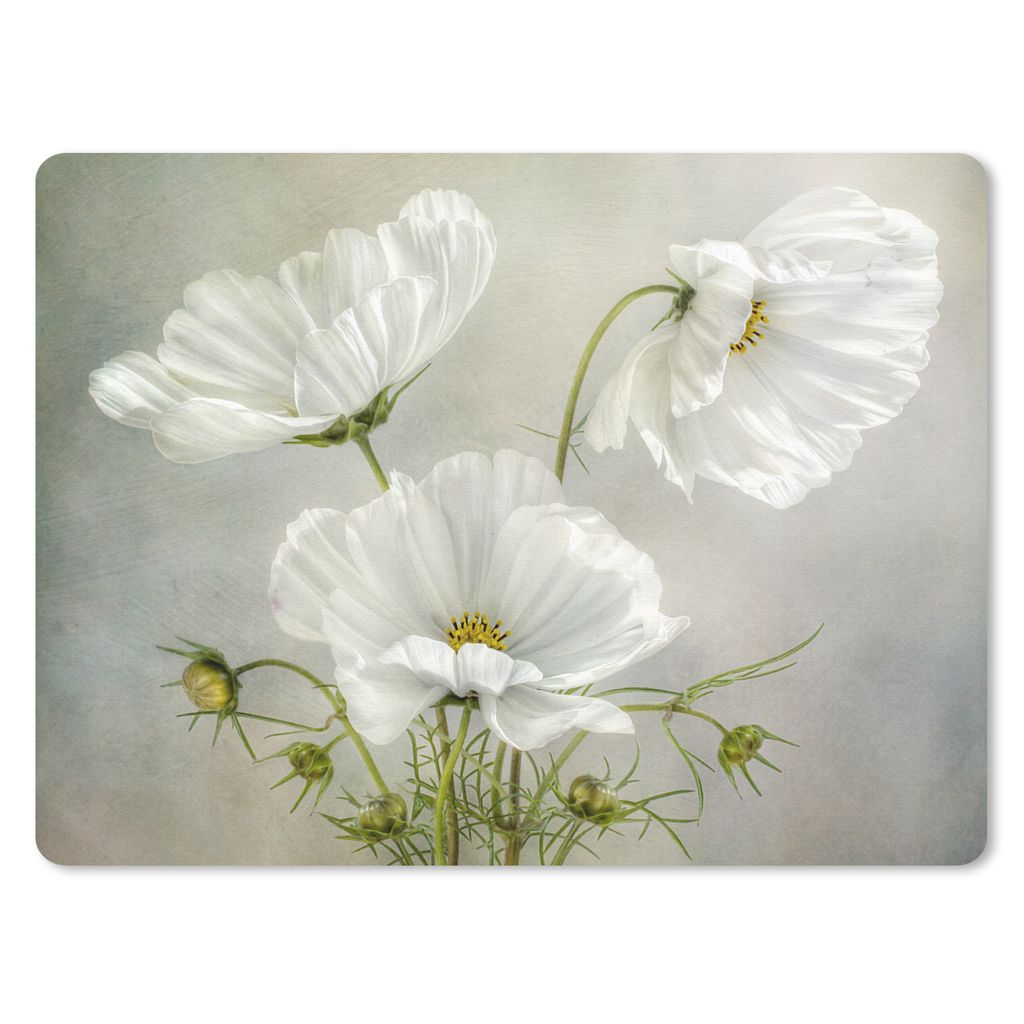 MuchoWow Mauspad Mousepad Blumen - Stillleben - Mohn - Weiß - Botanisch 40x30 cm - Mousepads - Maus Mat - Pad - Mausunterlage - Anti Rutsch