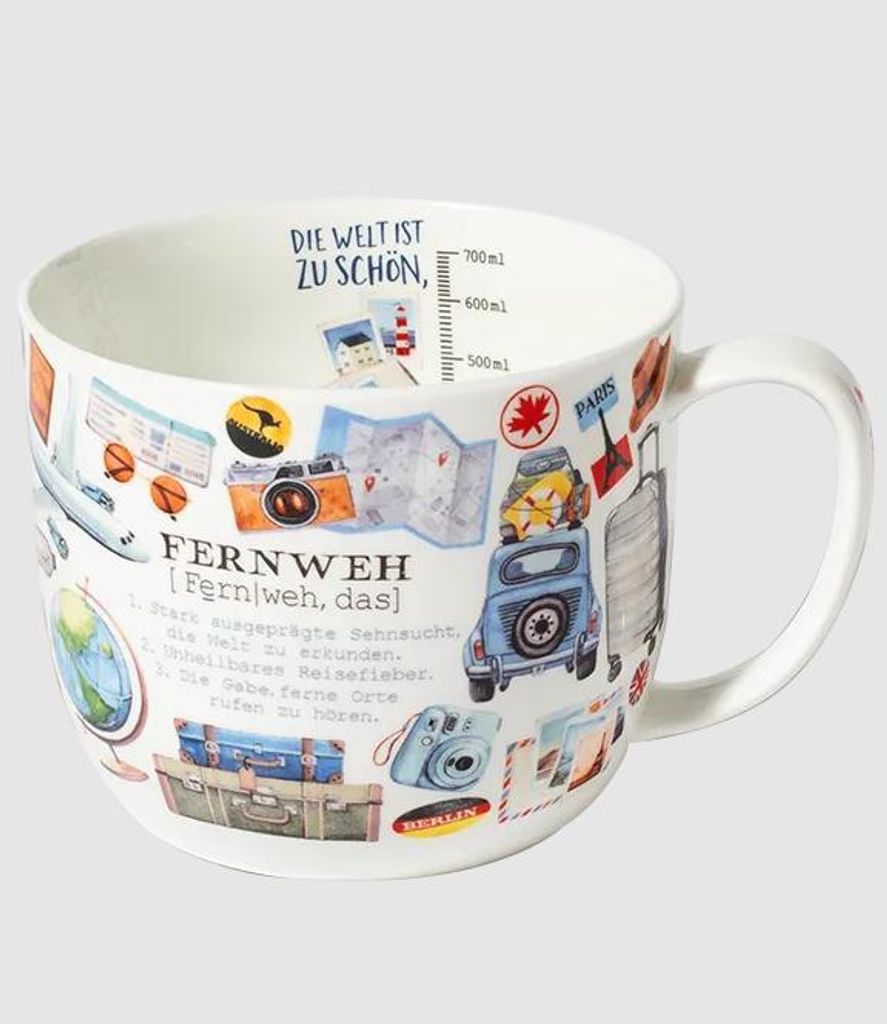 Kaffeebecher Fernweh, 700 ml, Kaffeetasse Tassen Teetassen Produktbild 