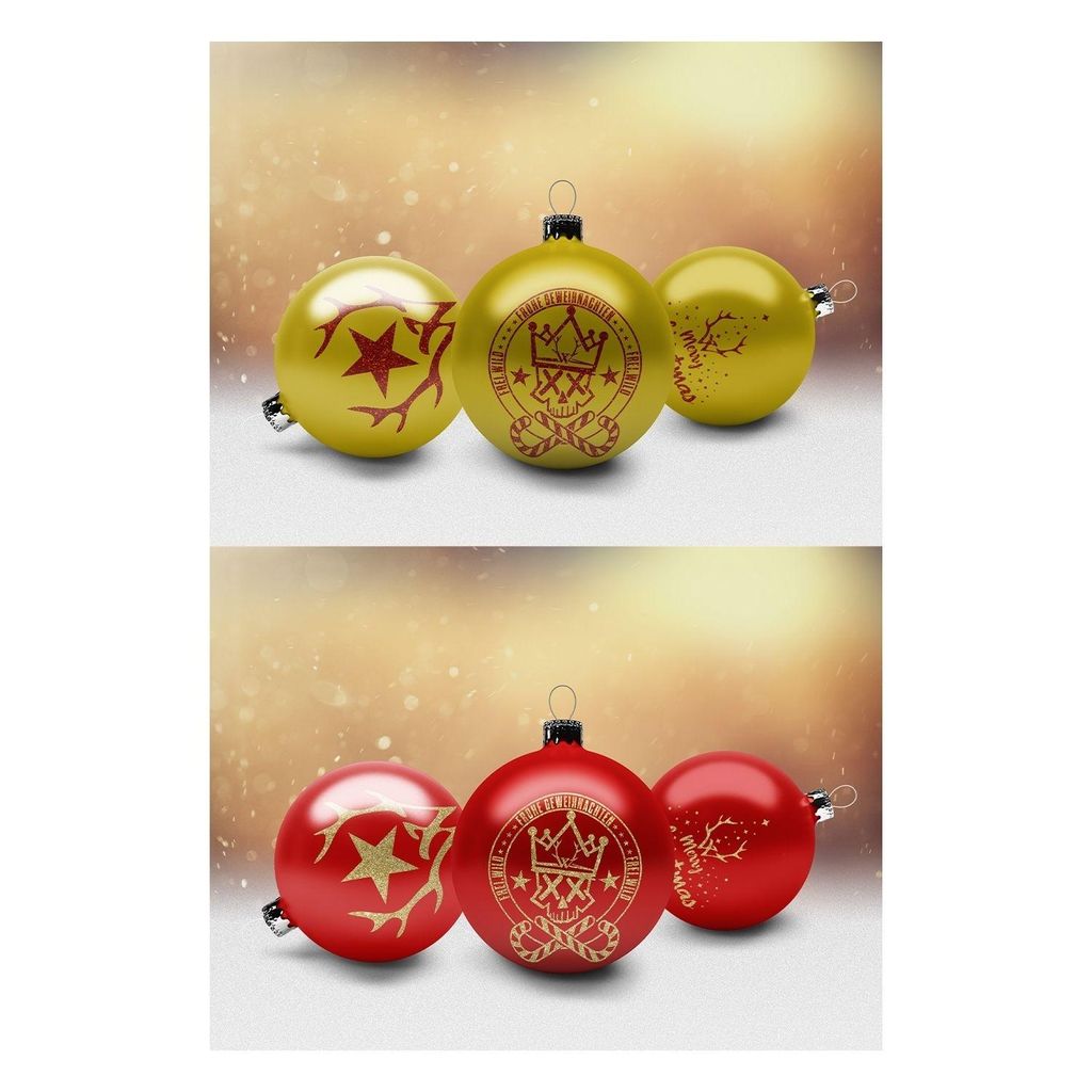 Frei.Wild - Glas Christbaumkugeln (6er Set) Durchmesser: 10cm