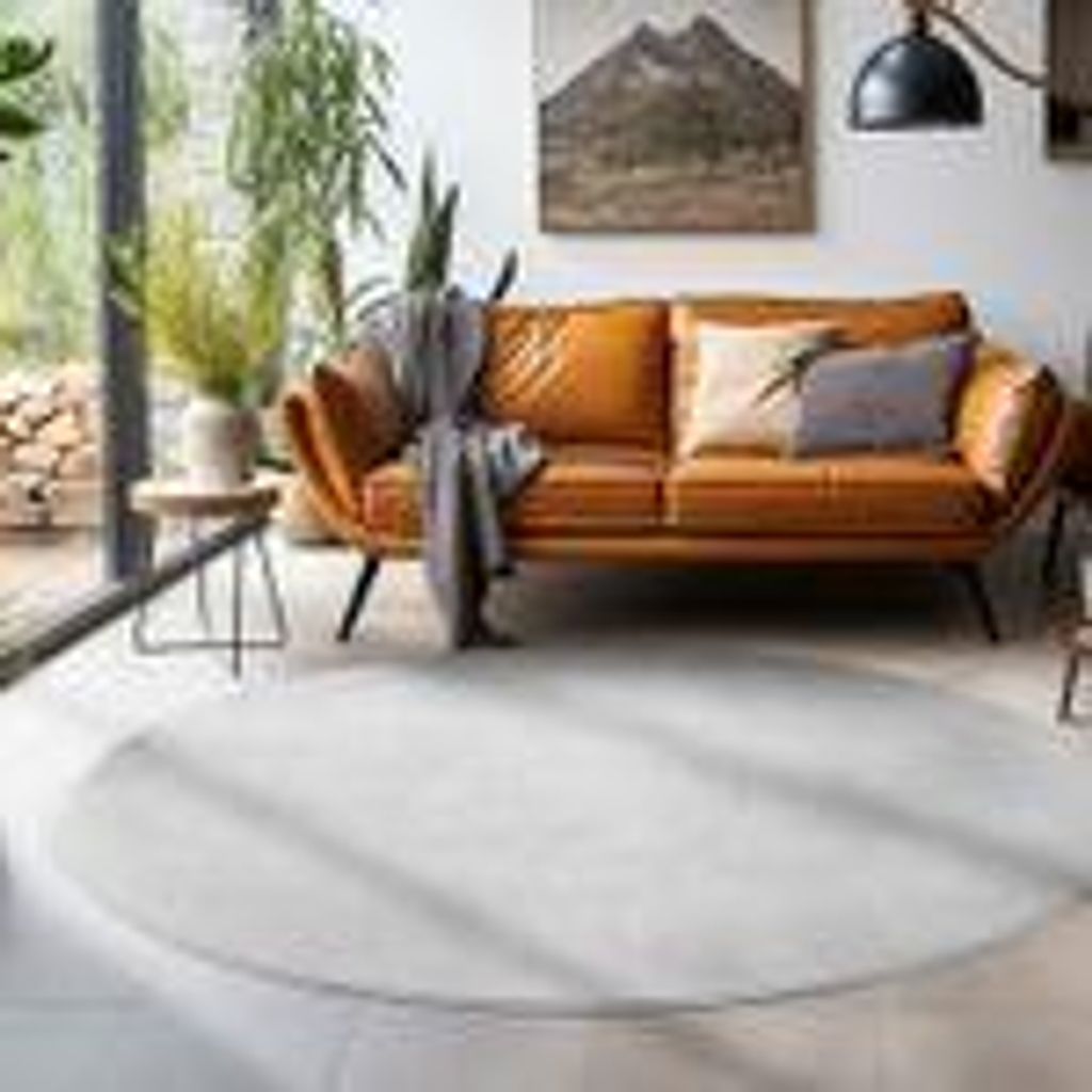 Teppich Wohnzimmer Schlafzimmer Esszimmer Läufer Flur Flauschiger Teppich Waschbar Rutschfest Soft Weicher Farbe: Silberfarbe Größe : 200 cm Rund