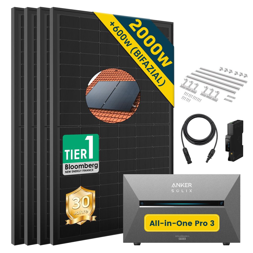 ALLDREI® Balkonkraftwerk mit  Anker Solix Solarbank 3 E2700 Produktbild 
