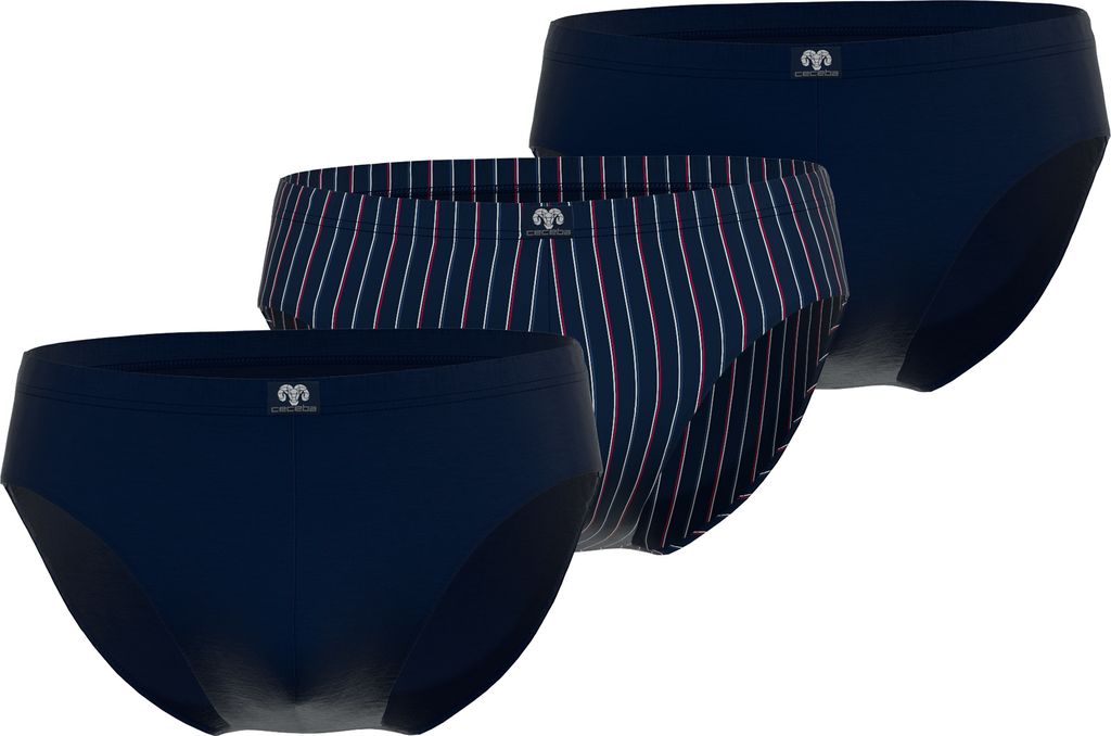 CECEBA Herren Slip, Baumwolle, Single Jersey, navy-red, gestreift, Gummizug, 3er Pack Größe: 18