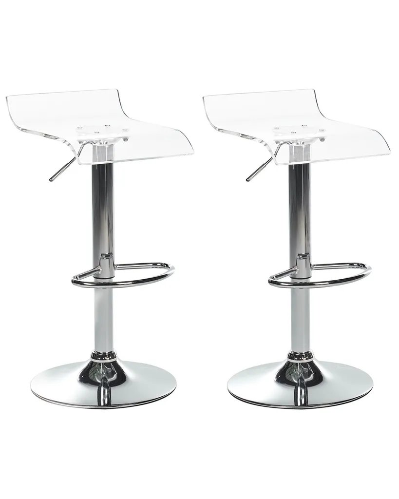 Lot de 2 Tabourets de Bar Transparents Beliani en Acrylique Pivotants