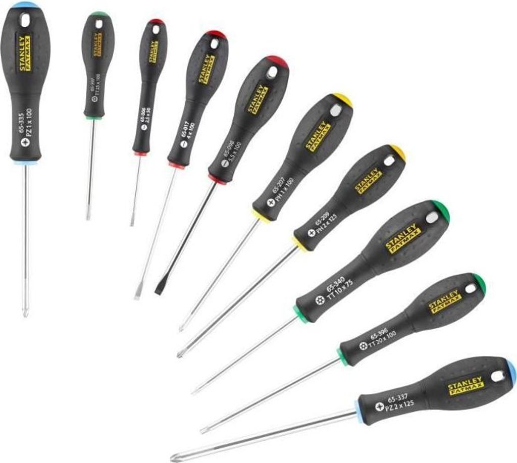 Schraubendreher Set Stanley Fatmax, 10-teilig, Elektriker Mechaniker, Phillips Pozidriv, Französische Herstellung