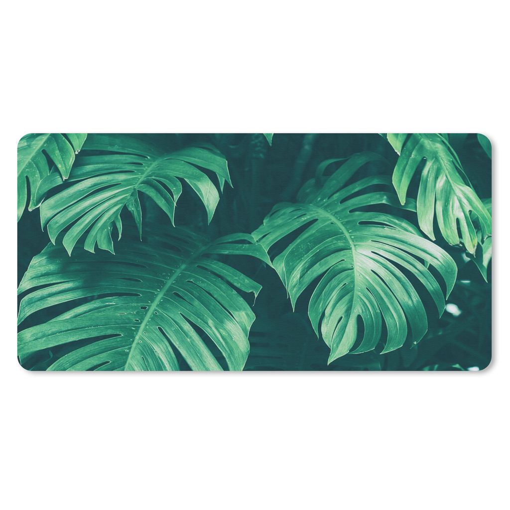 MuchoWow Mauspad Mousepad Monstera - Blätter - Pflanzen - Dschungel - Natur 60x30 cm - Mousepads - Maus Mat - Pad - Mausunterlage - Nachhaltig