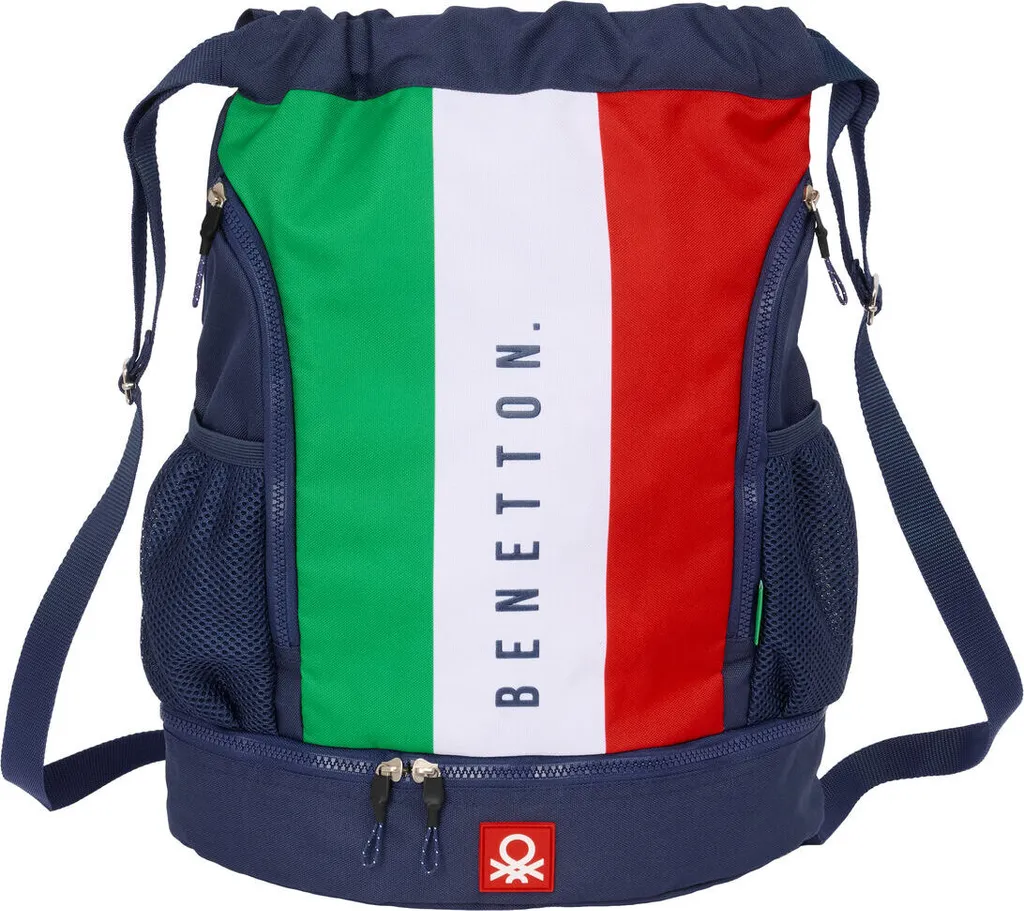 Sac à dos Benetton Flag bleu marine avec lanières 35 x 40 x 1 cm