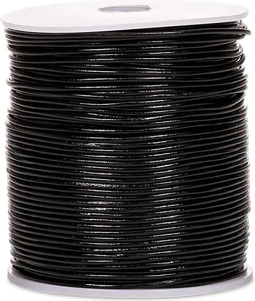 Cordon cuir noir souple 1,5 mm, bobine 100m haute résistance DIY