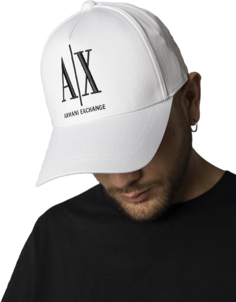 Chapeau Casquette de Baseball Armani Exchange Blanc en Pur Coton Homme