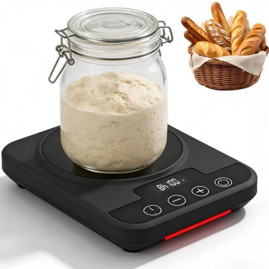 Sauerteigstarterwärmer, Präzise 1°C Thermostat 21°C-38°C, Brotteig-Gärschrank mit 12-Stunden-Timer & Speicherfunktion, intelligenter Wärmer
