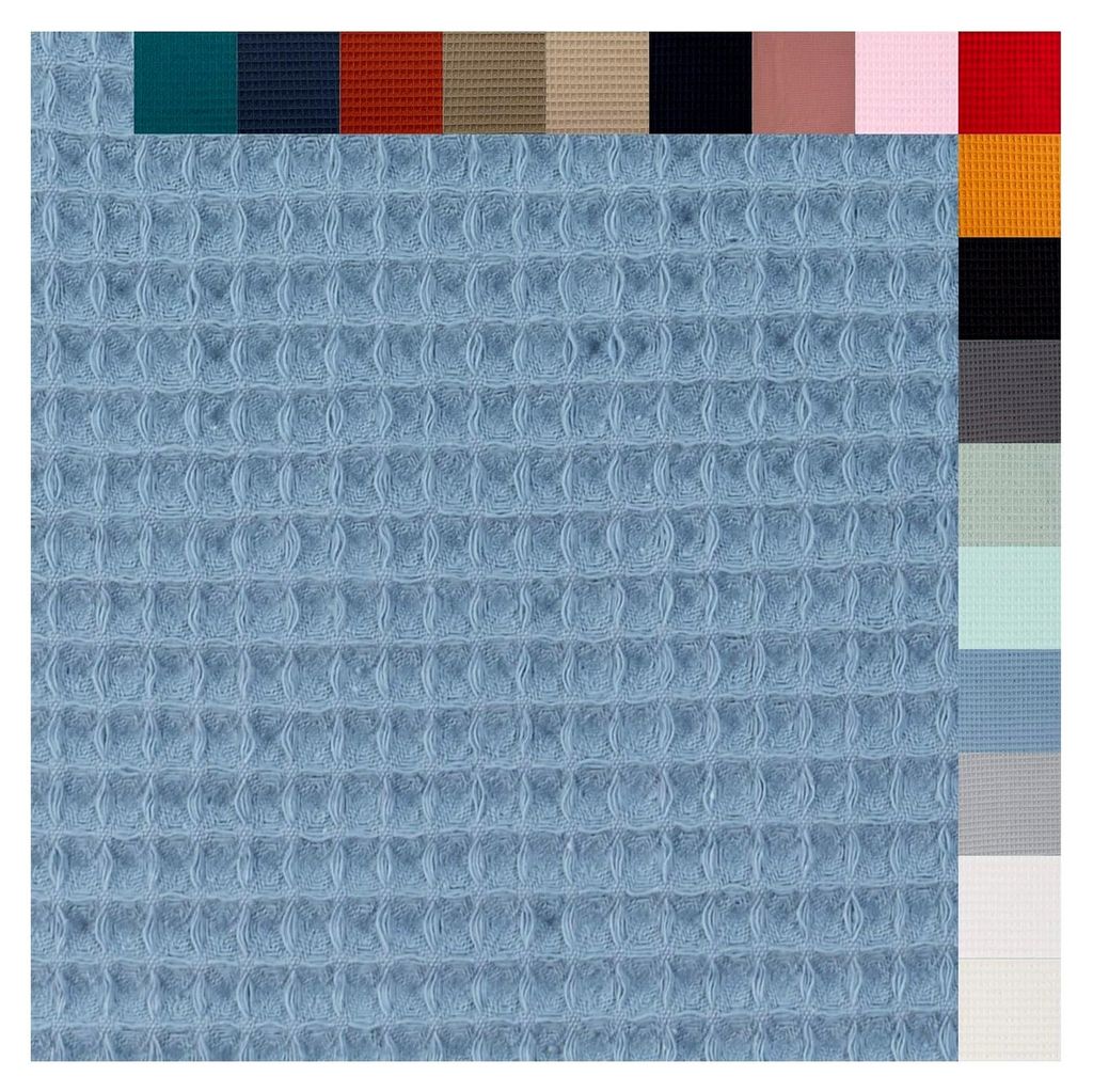 Nelson Waffelpiqué unifarben Coupon (rauchblau, 1,0m) - 18 verschiedene Farben