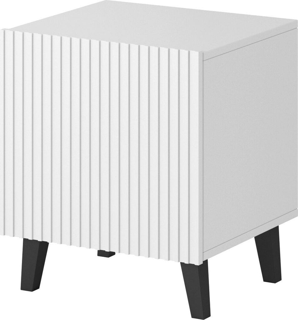 Furniture24 Nachttisch Pafos mit Tür Nachtschrank Preis für 2 Stück Weiß matt