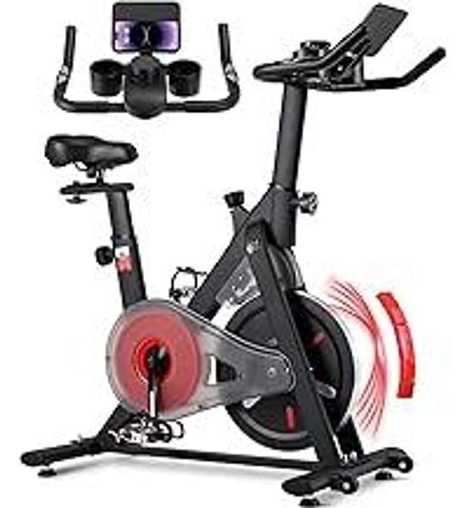 LIFERUN Heimtrainer Fahrrad Magnetwiderstand, Leise Bike Indoor mit Pulsmessung, LCD-Monitor, einstellbare Sitze, Tablet-Halter, Stationäres Bike...