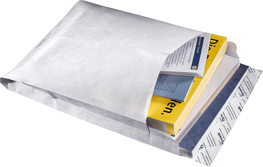 BONG Faltentaschen Tyvek Expander DIN B4 ohne Fenster weiß mit 3,8 cm Falte, 100 St.