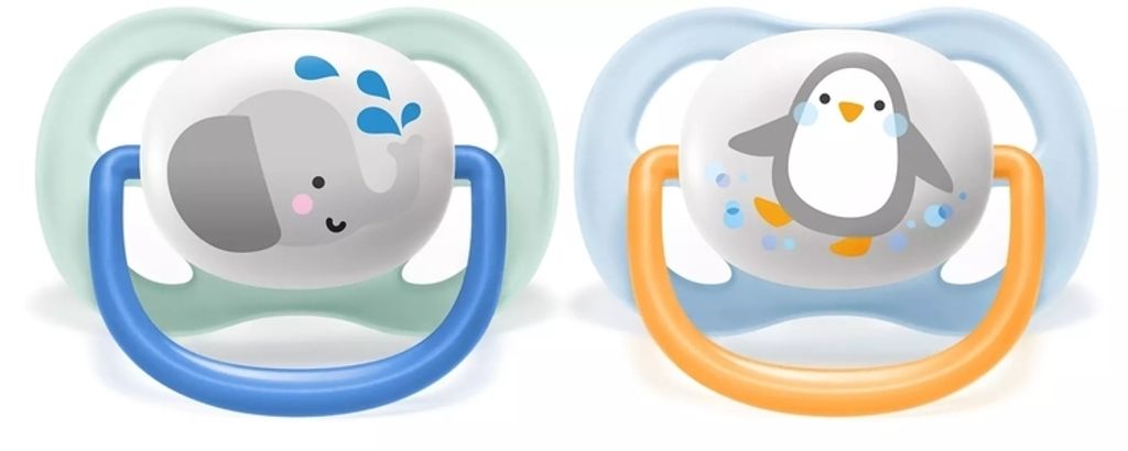 Philips Avent Ultra Air Schnuller 2er-Pack - Kiefergerecht, 0–6 Monate, Mit Sterilisationsbehälter
