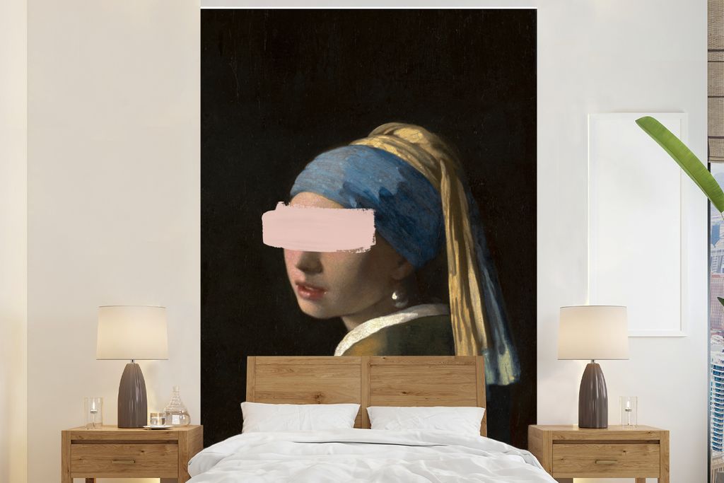 MuchoWow Fototapete für Wohnzimmer oder Schlafzimmer Wandtapete Vinyl Motivtapete Mädchen mit Perlenohrring - Johannes Vermeer - Pastell - 145x...