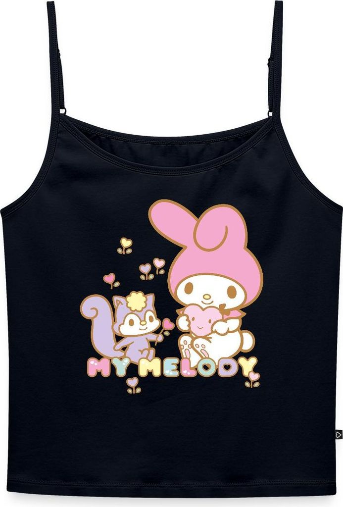 Spreadshirt My Melody Pflückt Mit Risu Herzblümchen Frauen Spaghetti Tank Top, L, Navy