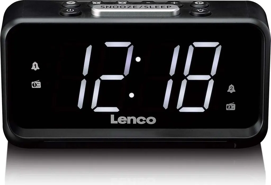 Radio-réveil FM Digital LENCO CR-28BK Noir avec Grand Affichage LED Rouge