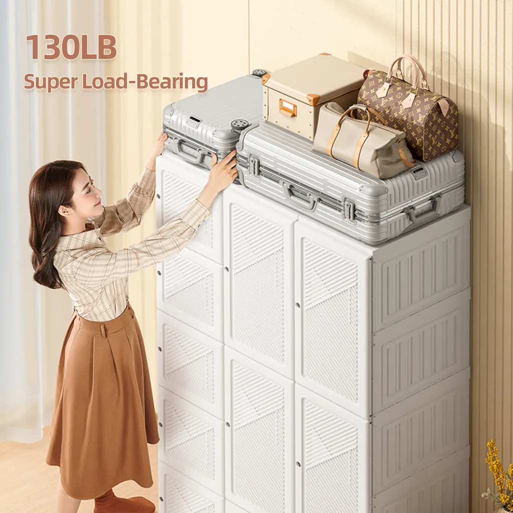 Dressing pliable gain de place avec 6 compartiments et barre de penderie - 3