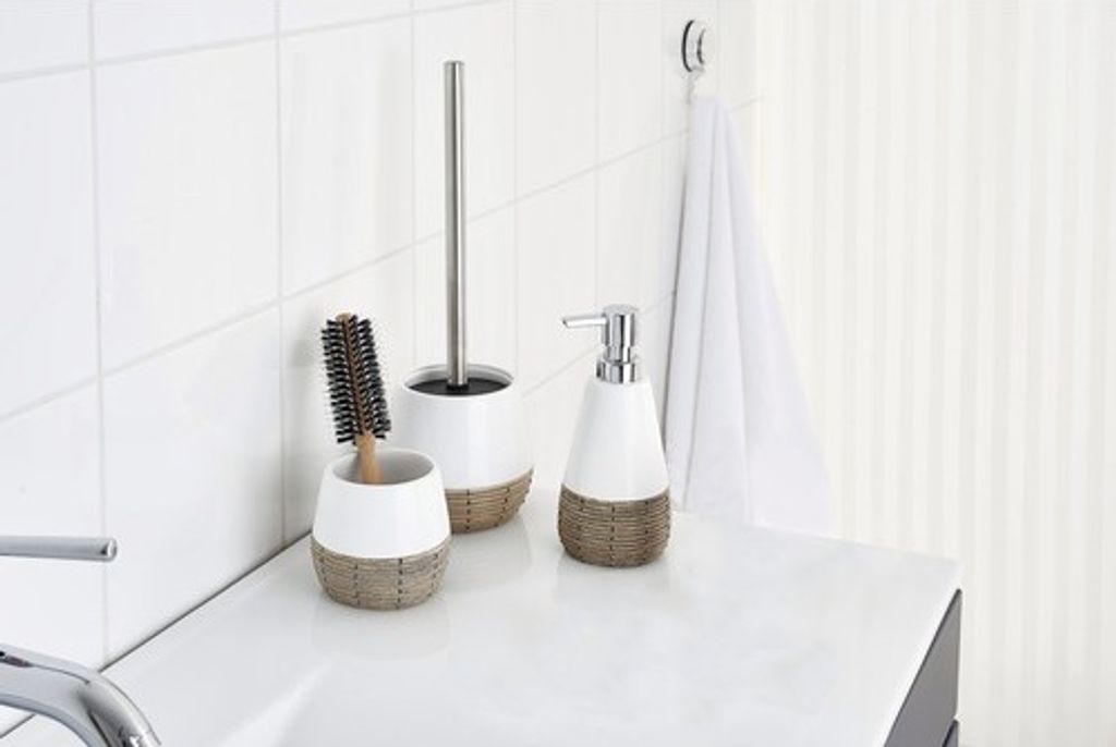 WC-Bürstengarnitur Safari Polyresin weiß/braun