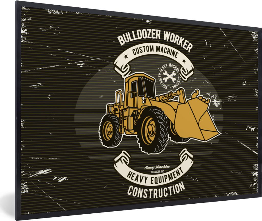 MuchoWow MuchoWow Gerahmtes Poster Bulldozer - Vintage - Angebot 30x20 cm - Poster mit zchwarzem Bilderrahmen - Kunstdruck - Bild-Poster