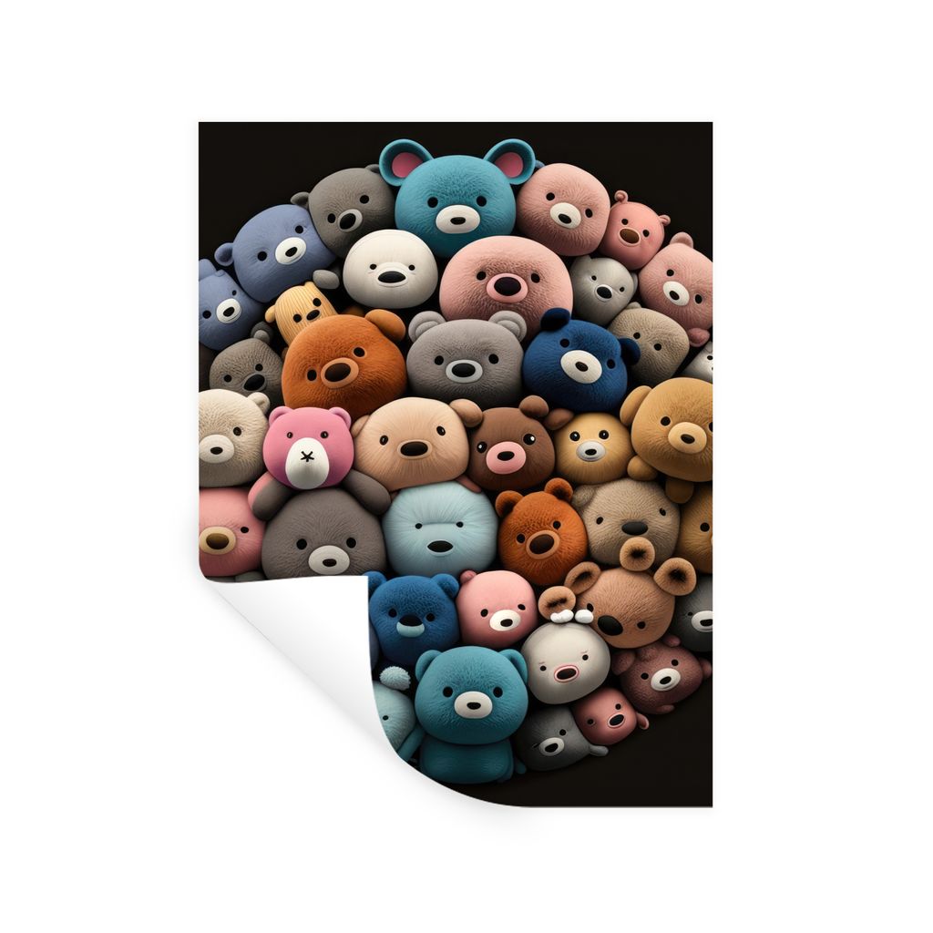 MuchoWow Wandtattoo Wandsticker Wandaufkleber Teddybär - Plüschtier - Tiere - Mädchen - Jungen 60x80 cm Selbstklebend und Repositionierbar - R...