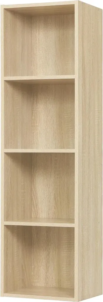 Étagère d'angle 4 niveaux en bois chêne clair pour salon et bureau