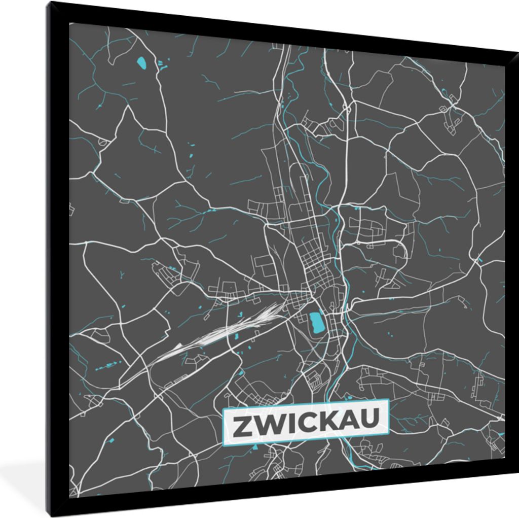 MuchoWow® Gerahmtes Poster Deutschland - Blau - Zwickau - Produktbild 