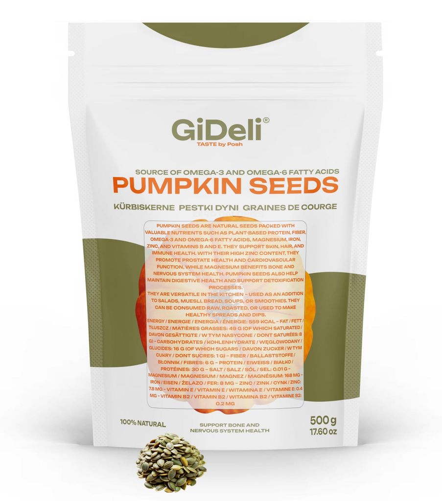 Kürbiskerne 500g Geröstet Ungesalzen Schalenlos Vegan Snack Protein Zink GiDeli