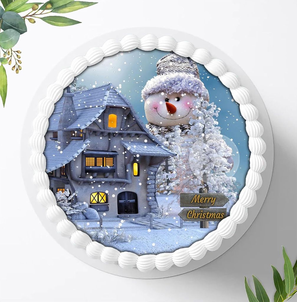 Für die Geburtstags Torte ein Tortenaufleger, Zuckerbild mit dem Motiv: Weihnachten, Essbares Foto für Torten, Fondant, Ø 20cm, 0005w