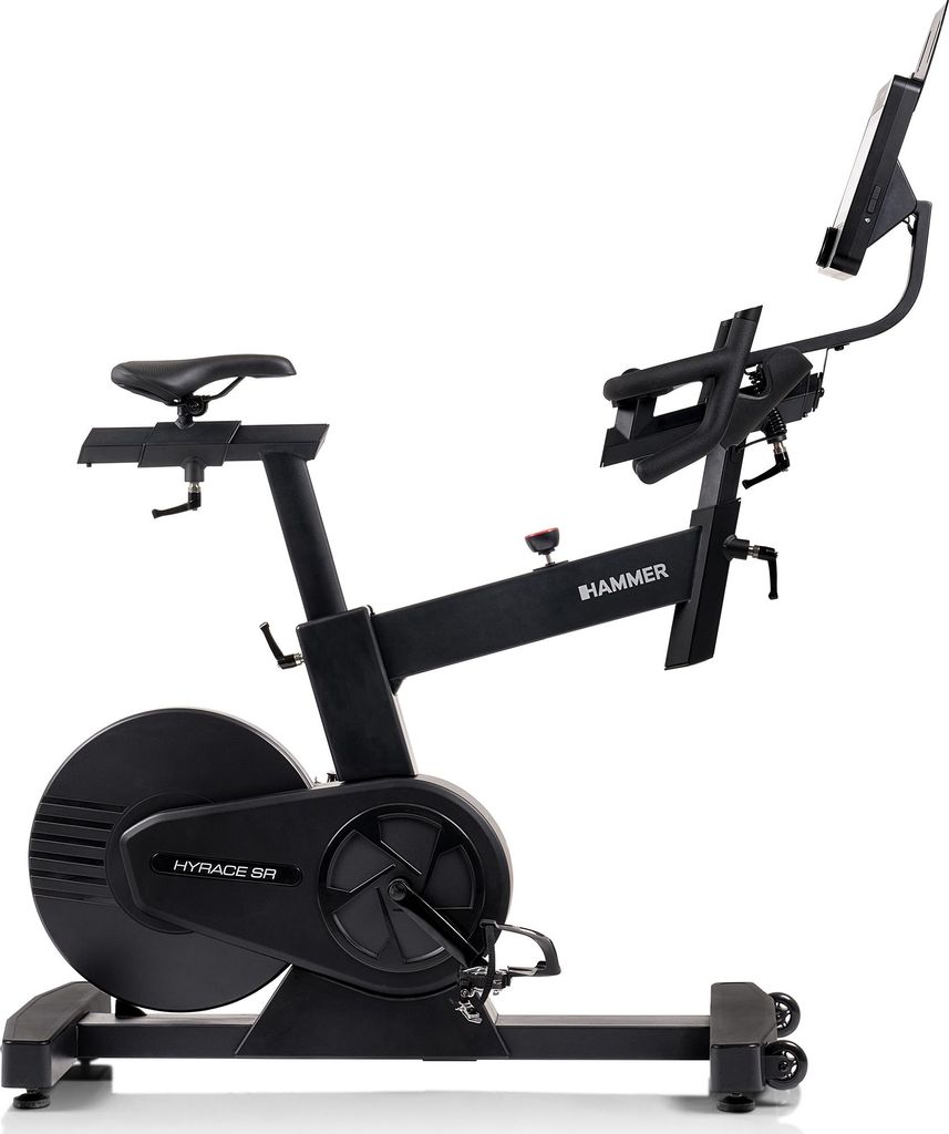 HAMMER Speedbike HyRace SR – Heimtrainer, 20 kg Schwungmasse, TFT-Touchscreen, Tablethalterung, kompatibel mit Kinomap & Zwift, Studioqualität