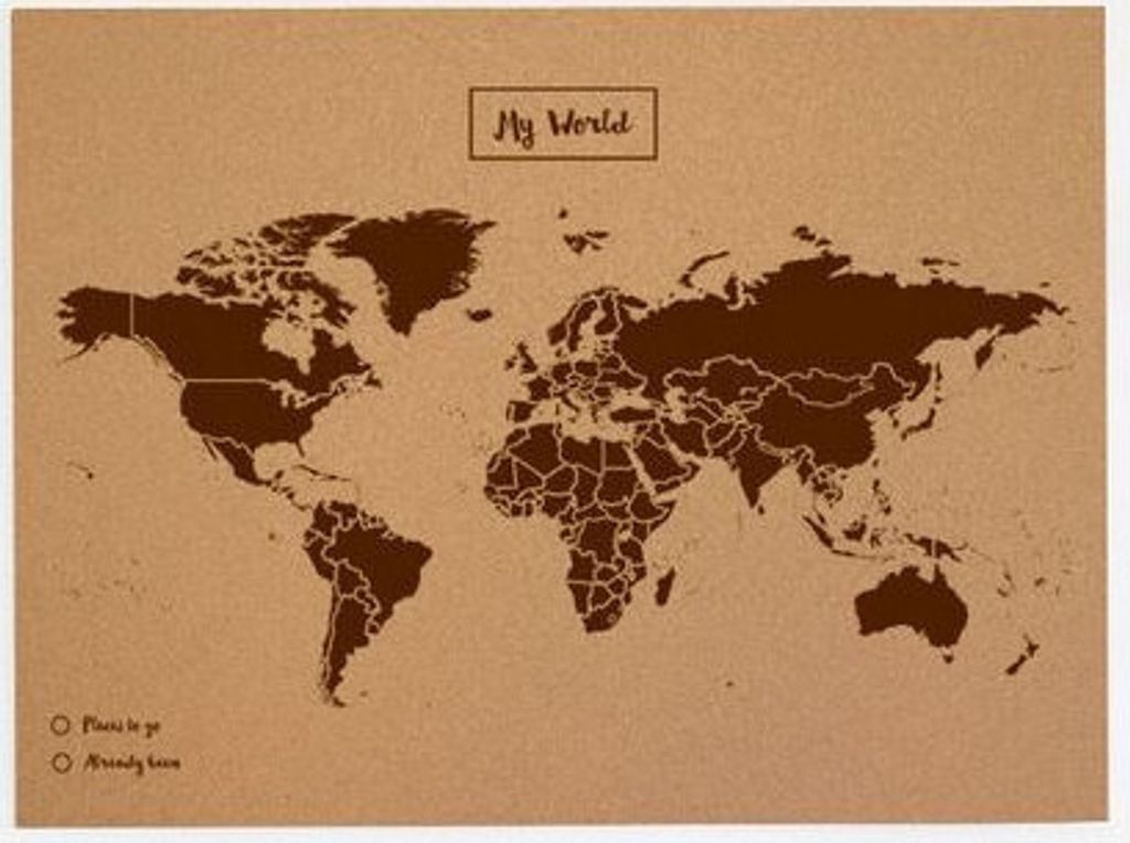 Miss Wood Weltkarte Woody Map Natural Cork L brown