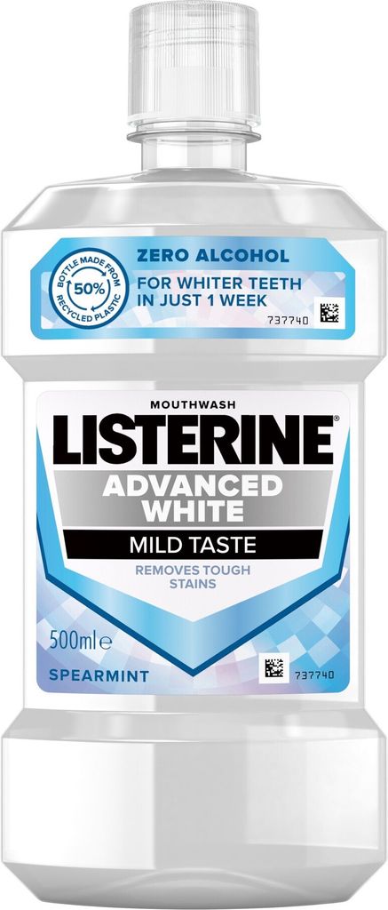 Listerine Advanced White Mild Taste Mouthwash 500ml by Listerine