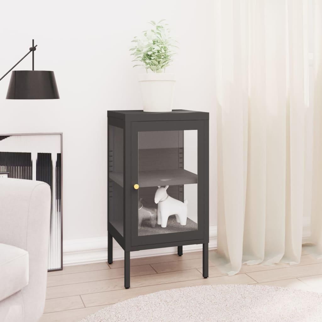 vidaXL Sideboard Anthrazit 38x35x70 cm Stahl und Glas