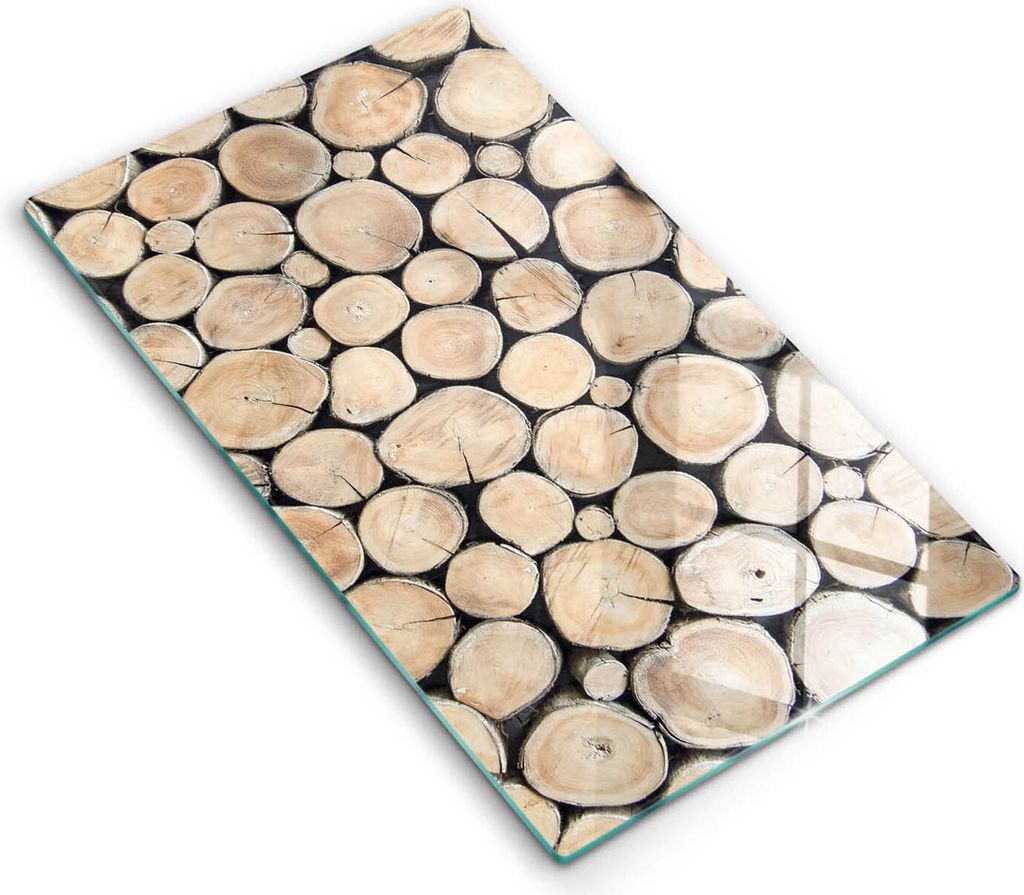 Abdeckung Glas - Küchenabdeckung - 30x52 cm - Abdeckplatte - Baumstämme aus Holz