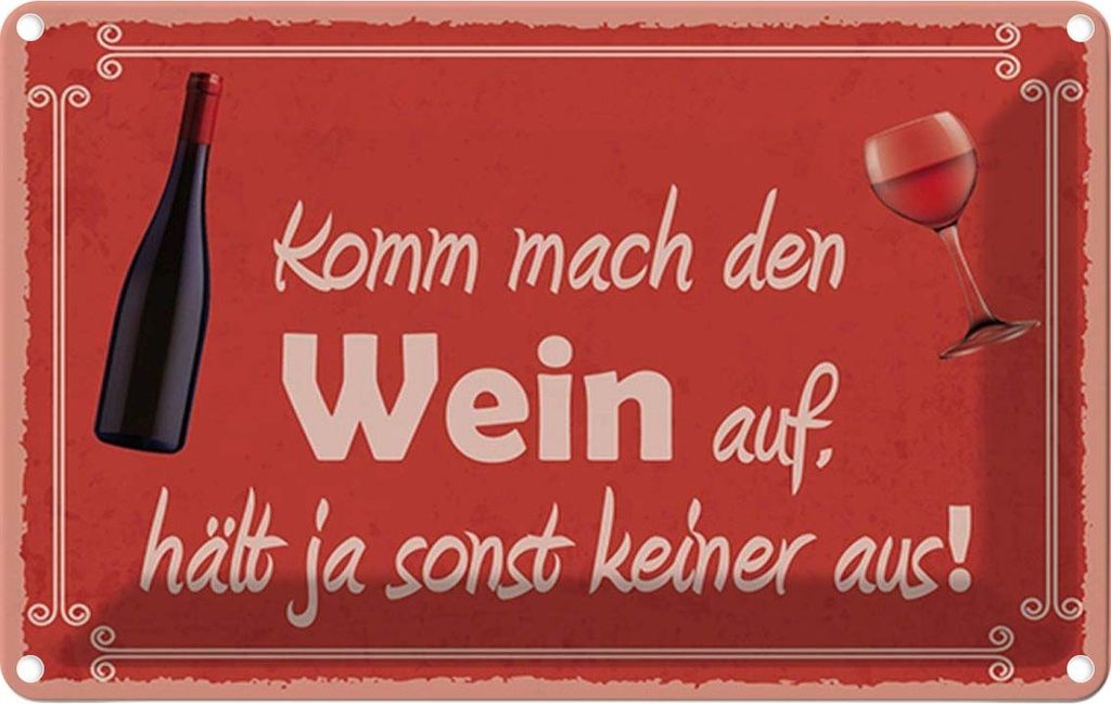 vianmo Blechschild 20x30 cm Komm mach den Wein auf Spruch Produktbild 