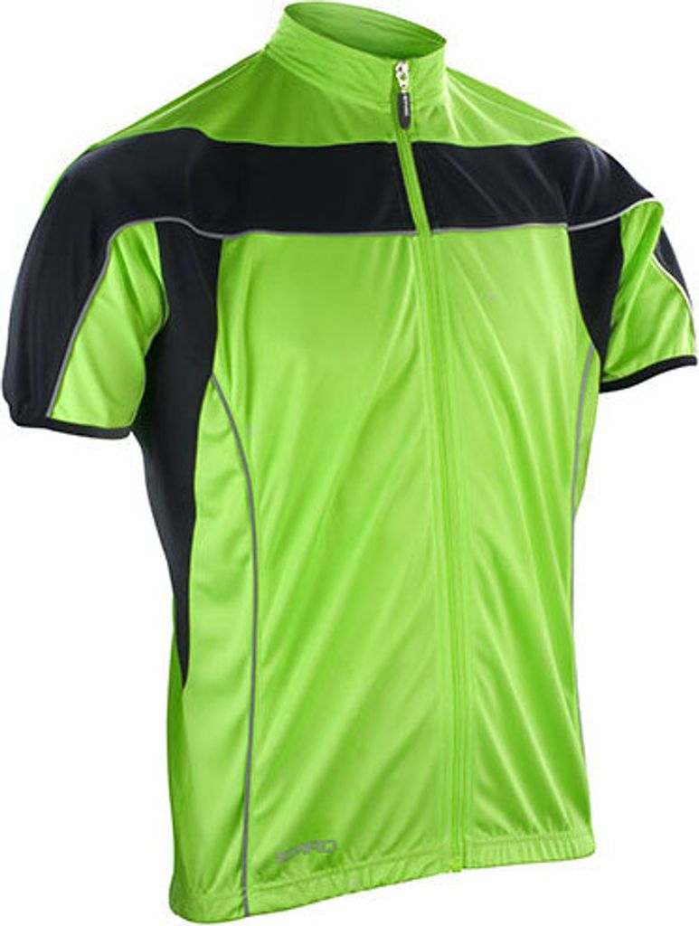 SPIRO S188M | Mens Bikeshirt Full Zip Performance + COOL DRY Gewebe - Farbe: Green/Black - Größe: XXL