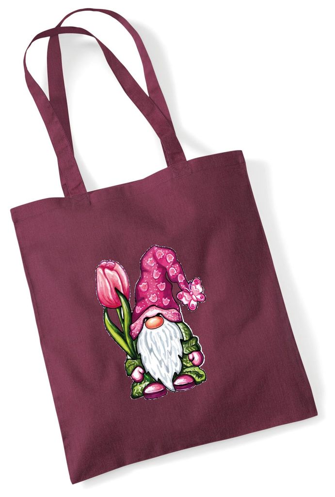 Huuraa Jutebeutel Gnom Fabelwesen 10 Liter Burgundy Baumwolle Tasche Geschenkidee